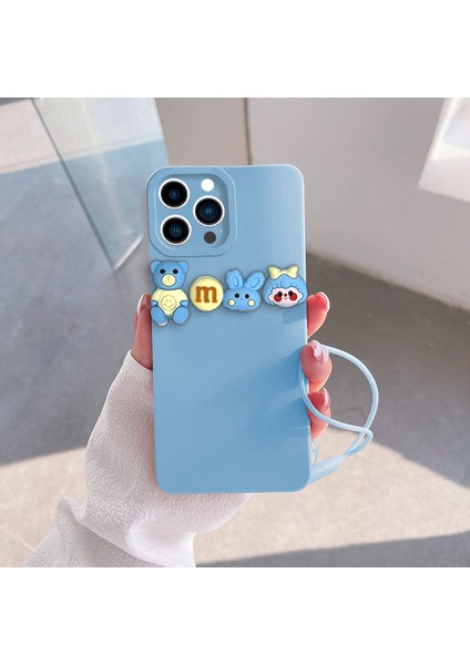 Apple iPhone 14 Pro Uyumlu Kılıf Love Bear Silikon Kılıf Açık Mavi