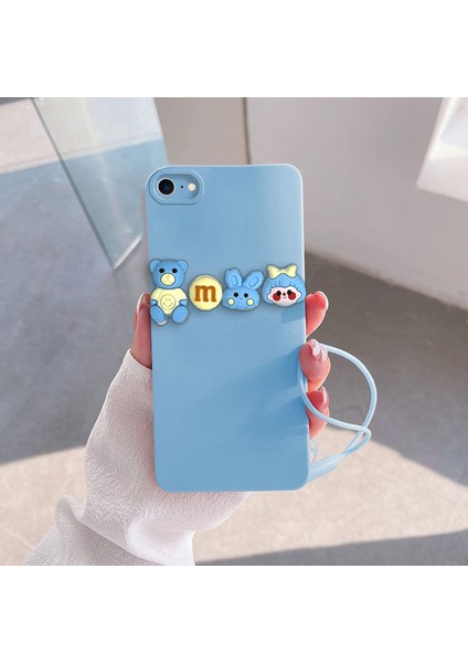 Apple iPhone 7 Uyumlu Kılıf Love Bear Silikon Kılıf Açık Mavi