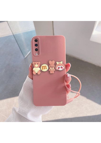 Samsung Galaxy A50S Uyumlu Kılıf Love Bear Silikon Kılıf Rose Gold