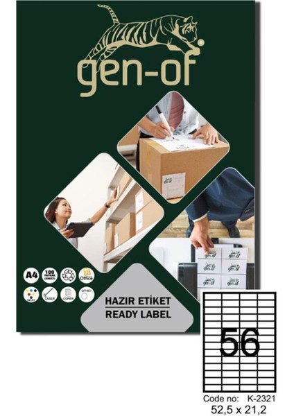 Gen Of GK 2321 Laser Etiket 52 5 x 21 2 100 Sayfa 5600 Etiket