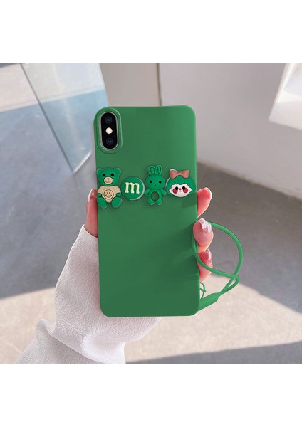 Apple iPhone Xs Uyumlu Kılıf Love Bear Silikon Kılıf Açık Yeşil