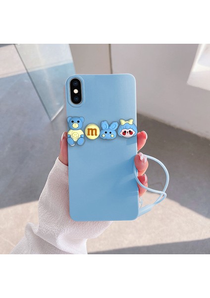 Apple iPhone x Uyumlu Kılıf Love Bear Silikon Kılıf Açık Mavi