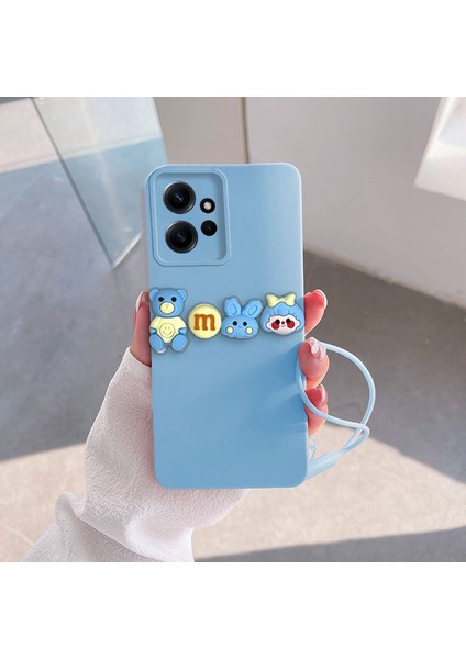 Xiaomi Redmi Note 12 Uyumlu Kılıf Love Bear Silikon Kılıf Açık Mavi