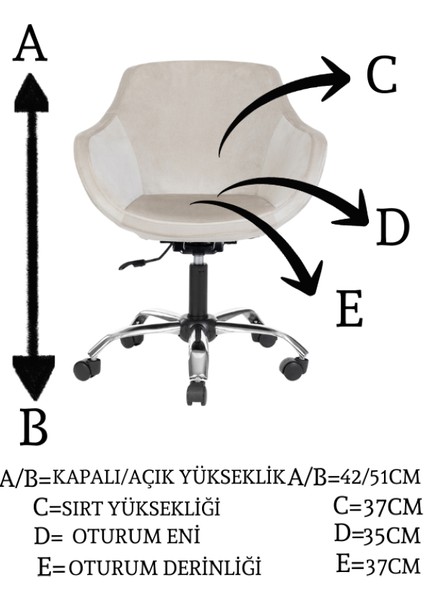Krom Metal Ayaklı Ofis Çocuk Odası Çalışma Sandalyesi (Ayarlanılabilir) Monoko