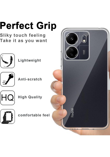 Xiaomi Redmi 13C Kılıf Kamera Çevresi Korumalı Darbeye Dayanıklı Şeffaf Silikon Anti Kapak + 9h Ekran Koruyucu Cam fiyatları