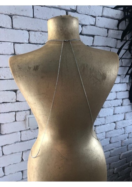 Kadın Gümüş Renk Vücut Zinciri modelleri