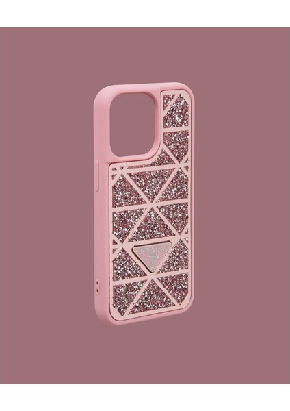Pembe Taşlı Telefon Kılıfı - DK019 - iPhone 15 modelleri