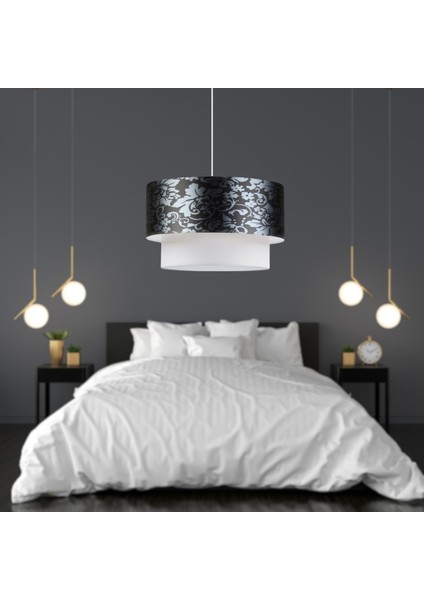 Siyah Gümüş Pasta Sarkıt PVC Malzeme Yatak Odası Salon Oturma Odası Avize