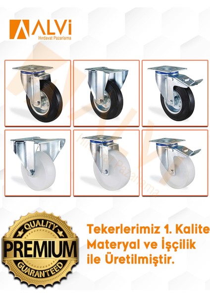 Frenli Döner Tablalı 100X27 mm Teker Poliamid Beyaz Burçlu Ağır Yük Tekeri