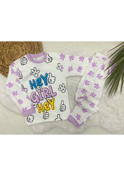 Kız Çocuk Baskılı Uzun Kollu Pijama Takımı