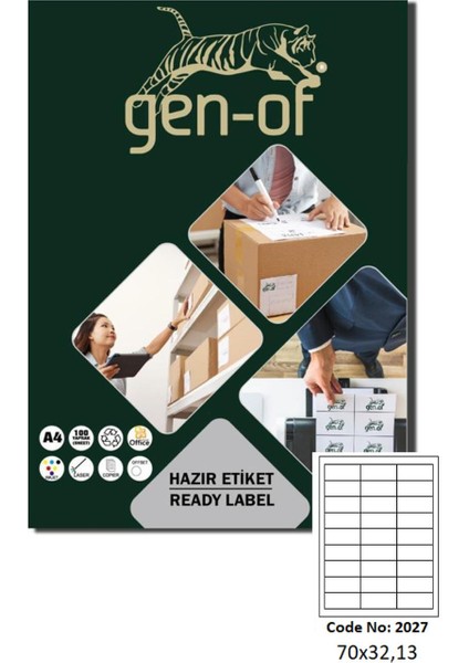 Gen Of GK 2027 Laser Etiket 70 x 32 13 100 Sayfa 2700 Etiket