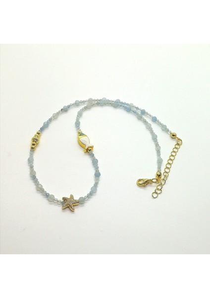 Yzcjeweler Doğaltaş Kolye-Akuamarin Kolye(4mm.ve 2mm.lik Taşlar) modelleri