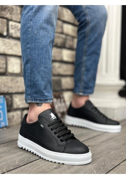 BA0323 Boa Kalın Tırtık Yüksek Taban Siyah Bağcıklı Spor Erkek Ayakkabı modelleri