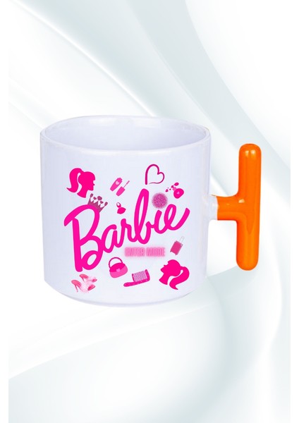 Enter Mode Barbie Baskılı T Saplı Kupa Bardak Porselen Çay Kahve Fincanı