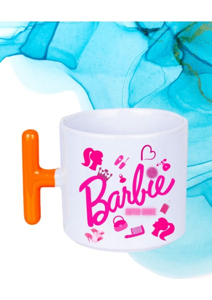 Enter Mode Barbie Baskılı T Saplı Kupa Bardak Porselen Çay Kahve Fincanı