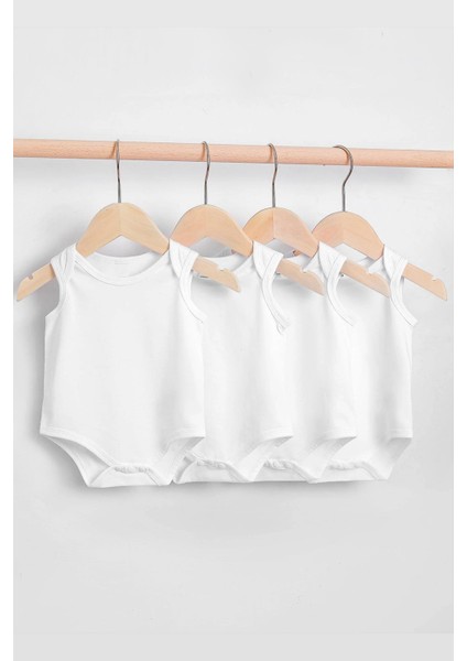 Pamuklu Rahat Askılı 4 lü Paket Çıtçıt Body Zıbın