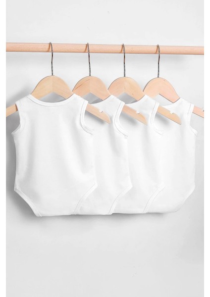 Pamuklu Rahat Askılı 4 lü Paket Çıtçıt Body Zıbın
