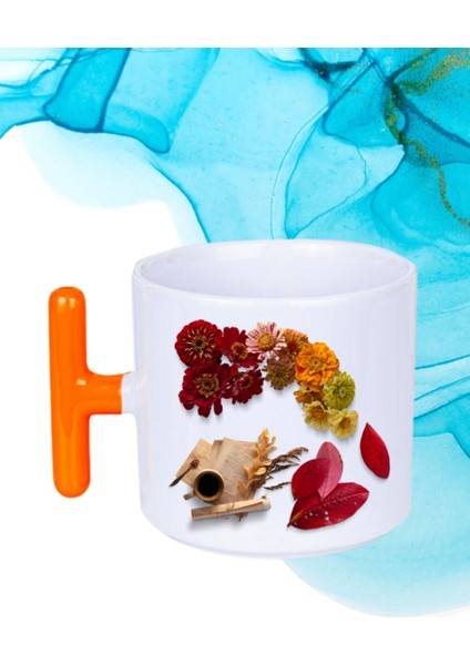 Romantik Sonbahar Baskılı T Saplı Kupa Bardak Porselen Çay Kahve Fincanı fiyatları