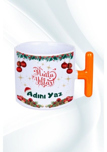 Kişiye Özel Yılbaşı Isim Baskılı T Saplı Kupa Bardak Porselen Çay Kahve Fincanı