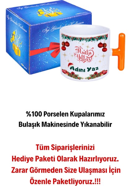 Kişiye Özel Yılbaşı Isim Baskılı T Saplı Kupa Bardak Porselen Çay Kahve Fincanı