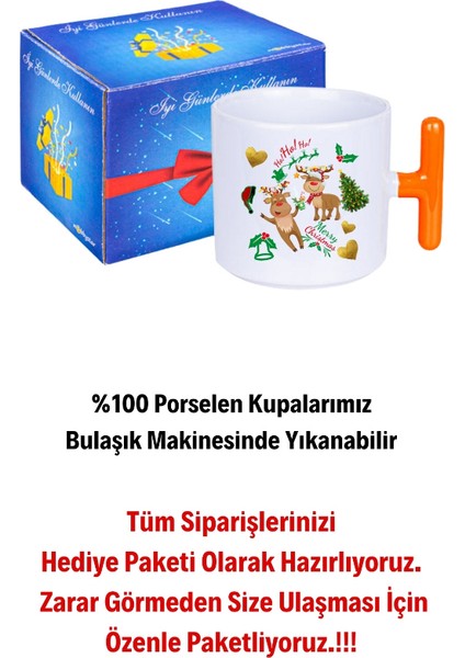 Yılbaşı Geyikli Kurabiye Baskılı T Saplı Kupa Bardak Porselen Çay Kahve Fincanı modelleri