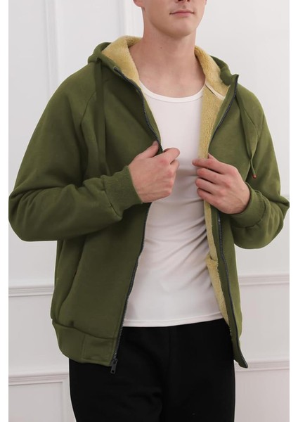 Erkek Ultra Termal Sherpa Astarlı Kapüşonlu Fermuarlı Cepli Kışlık Sweatshirt modelleri