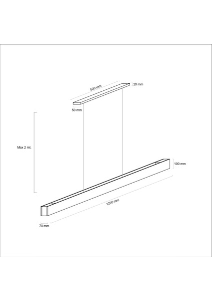 Ahşap Aydınlatma Lineer 3000K(GÜN Işığı) Sarkıt LED Armatür Linear Aydınlatma