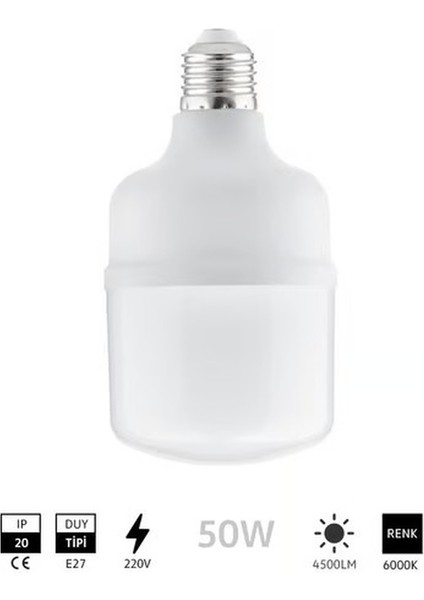 50W 4500LM Pro T-Bulb LED Ampul 6500K - Beyaz Işık ZMR-109B modelleri