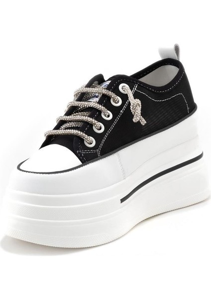 345-10 Kadın Kalın Taban Taşlı Sneaker Ayakkabı