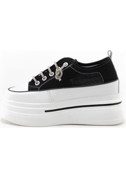 345-10 Kadın Kalın Taban Taşlı Sneaker Ayakkabı