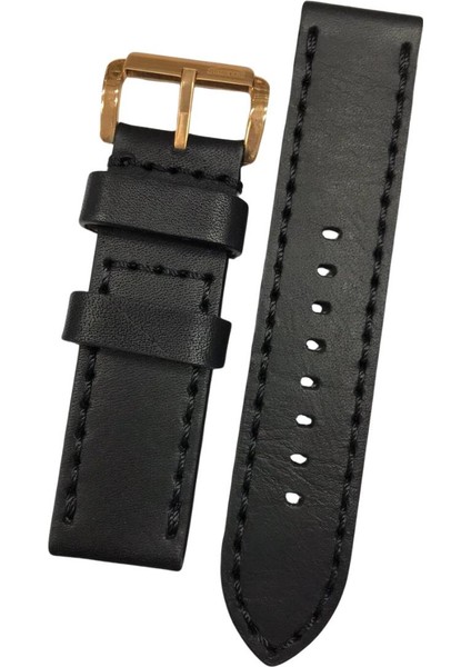 24 mm Siyah Renk Slazenger Orijinal Hakiki Deri Saat Kordonu