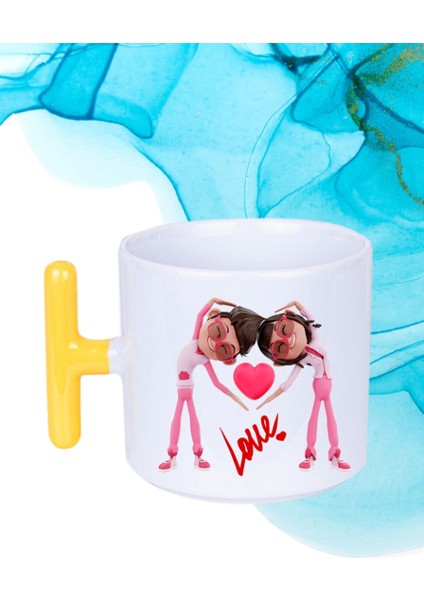 Mutlu Çiftler Love Baskılı Hediye T Saplı Kupa Bardak Porselen Çay Kahve Fincanı fiyatları