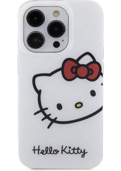 Apple iPhone 15 Pro Max Kılıf Hello Kitty Orjinal Lisanslı Yazı ve Ikonik Logolu Kitty Head Kapak