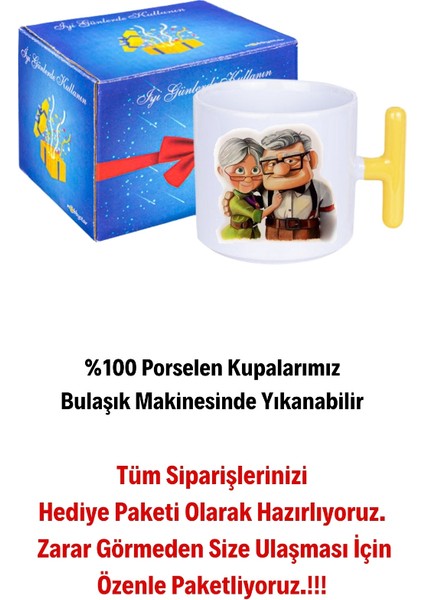 Yaşlı Çift Ömür Boyu Baskılı Hediye T Saplı Kupa Bardak Porselen Çay Kahve Fincanı