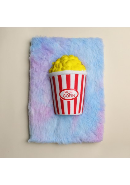 Squishy Tasarımlı Peluş Popcorn Çizgili Defter
