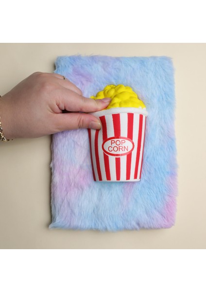 Squishy Tasarımlı Peluş Popcorn Çizgili Defter modelleri