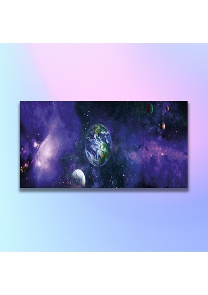 Panoramik Kanvas Duvar Tablosu Mor Uzay Sistemi modelleri