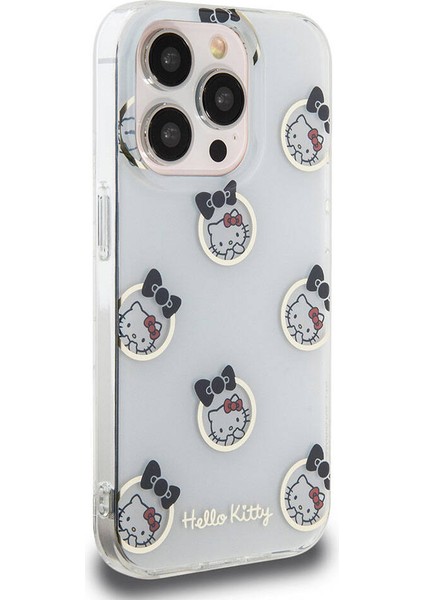 Apple iPhone 15 Pro Kılıf Hello Kitty Orjinal Lisanslı Elektroplating Kaplama Kabarcık Baskılı Kapak