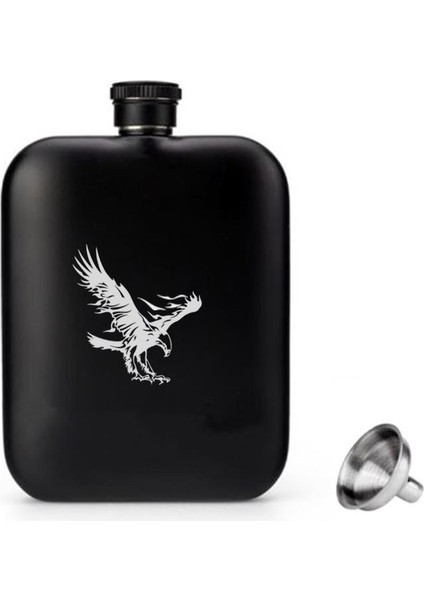 British Mat Siyah Kartal Oval Çelik Cep Içki Matarası 4oz 120ML