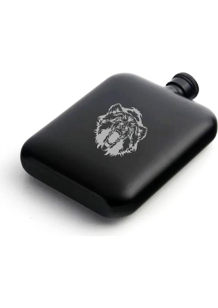 British Mat Siyah Vahşi Ayı Oval Çelik Cep Içki Matarası 4oz 120ML