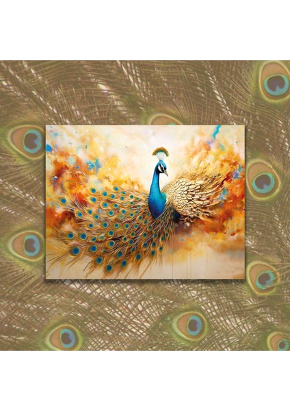 Tekli Yatay Kanvas Duvar Tablosu Uv Baskı Tavus Kuşu Görseli modelleri