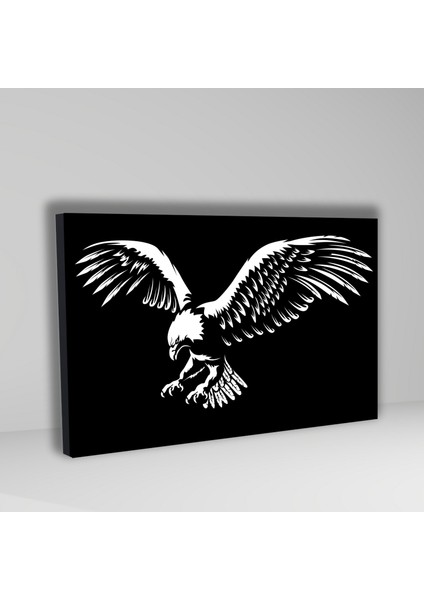 Tekli Yatay Kanvas Duvar Tablosu Siyah Beyaz Kartal Görseli fiyatları