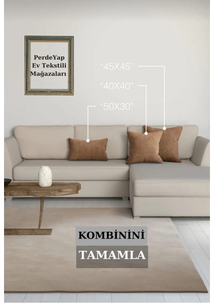 Kadife Dokulu Açık Kahve Renk Masa Örtüsü 37-Açık Kahve