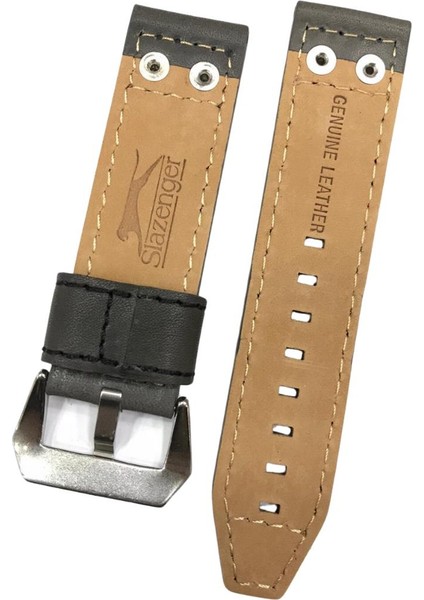 24 mm Gri Renk Perçinli Slazenger Orijinal Hakiki Deri Saat Kordonu fiyatları