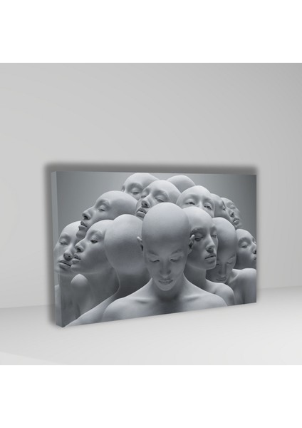 Tekli Yatay Kanvas Tablo Uv Baskı Beyaz Insan Silüetleri fiyatları