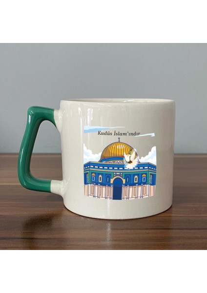 Kudüs Islam'ındır Baskılı Yeşil Kulplu D Kupa