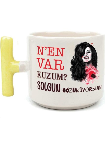 Nen Var Kuzum? Baskılı Sarı Kulplu T Kupa