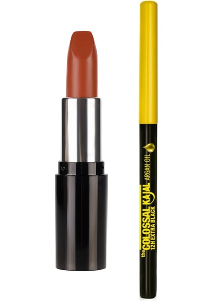 Maybelline New York Siyah Göz Kalemi Colossal Kajal Liner Extra Black + Pastel Nude Lipstick - Nude Ruj 546 +