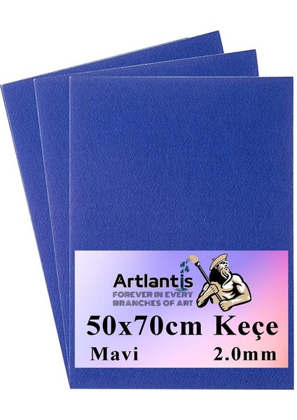 Mavi Keçe 50 x 70 cm 2 0 mm 3 Adet Renkli Hobi Keçesi Elişi Keçesi