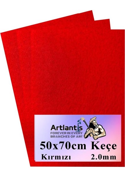 Kırmızı Keçe 50 x 70 cm 2 0 mm 3 Adet Renkli Hobi Keçesi Elişi Keçesi